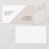 モダンなはっきりしたシックな専門のデザインのベージュ白 名刺 (正面/裏面)