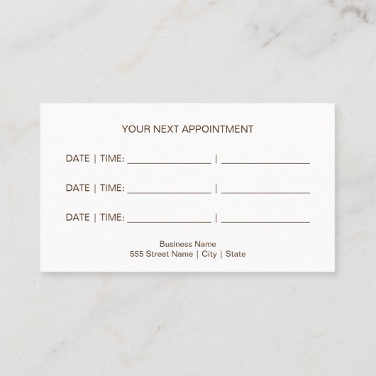 モダンなひげの櫛及び大理石|の名刺 予約カード (裏面)