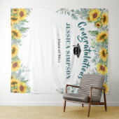 モダンなひまわりとユーカリの写真撮影用背景 タペストリー (インサイチュ(横))
