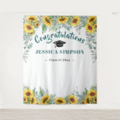 モダンなひまわりとユーカリの写真撮影用背景 タペストリー (正面)