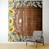 モダンなひまわりとユーカリの写真撮影用背景 タペストリー (インサイチュ)