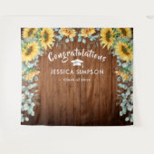 モダンなひまわりとユーカリの写真撮影用背景 タペストリー (正面(横))