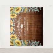 モダンなひまわりとユーカリの写真撮影用背景 タペストリー (正面)