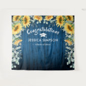 モダンなひまわりとユーカリの写真撮影用背景 タペストリー (正面(横))