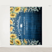 モダンなひまわりとユーカリの写真撮影用背景 タペストリー (正面)