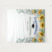 モダンなひまわりとユーカリの写真撮影用背景 タペストリー (正面(横))