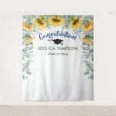 モダンなひまわりとユーカリの写真撮影用背景 タペストリー (正面)