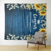 モダンなひまわりとユーカリの写真用背景 タペストリー (インサイチュ(横))