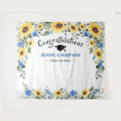 モダンなひまわりとユーカリの卒業写真用背景 タペストリー (正面(横))