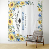 モダンなひまわりとユーカリの卒業写真用背景 タペストリー (インサイチュ)