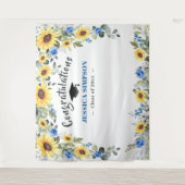 モダンなひまわりとユーカリの卒業写真用背景 タペストリー (正面)