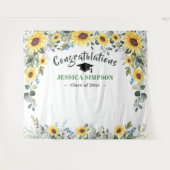 モダンなひまわりとユーカリの卒業写真用背景 タペストリー (正面(横))