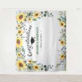 モダンなひまわりとユーカリの卒業写真用背景 タペストリー (正面)