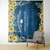 モダンなひまわりとユーカリの卒業写真用背景 タペストリー (インサイチュ)