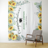 モダンなひまわりとユーカリの卒業写真用背景 タペストリー (インサイチュ)