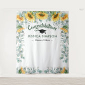 モダンなひまわりとユーカリの牧歌的な写真用背景 タペストリー (正面)