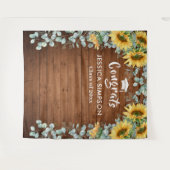 モダンなひまわりとユーカリの素朴な写真用背景 タペストリー (正面(横))