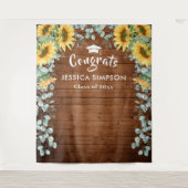 モダンなひまわりとユーカリの素朴な写真用背景 タペストリー (正面)