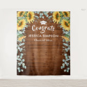 モダンなひまわりとユーカリの背景写真 タペストリー (正面)