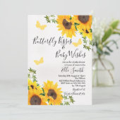 モダンなひまわりと蝶のベビーシャワー招待状 招待状 (スタンド正面)