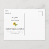 モダンなひまわりのスプレー結婚式 Save the Date アンノ 案内ポストカード (裏面)