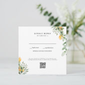 モダンなひまわりの白い結婚式QRコードRSVP (スタンド正面)