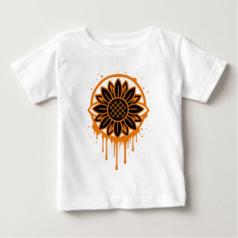 モダンなひまわりの花のアート　抽象的な自然 ベビーTシャツ