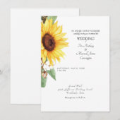 モダンなひまわりウェディング ブライド 親 簡潔な結婚式 招待状 (正面/裏面)