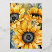 モダンなひまわりゴールド 50周年結婚記念日 箔招待状 (裏面)