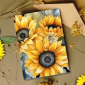 モダンなひまわりゴールド 50周年結婚記念日 箔招待状