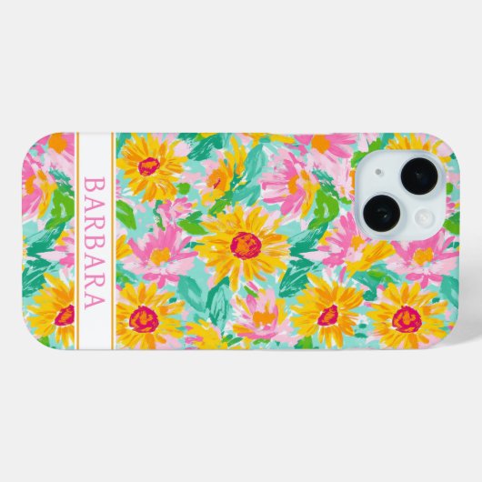 モダンなひまわりペイント モノグラム Case-Mate iPhoneケース (裏面 (横))