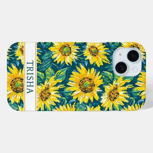 モダンなひまわりモノグラム Case-Mate iPhoneケース (裏面 (横))