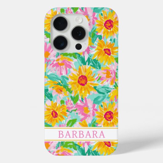 モダンなひまわり絵画のイニシャル入り Case-Mate iPhoneケース (裏面)