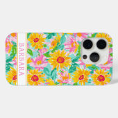 モダンなひまわり絵画のイニシャル入り Case-Mate iPhoneケース (裏面 (横))