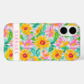 モダンなひまわり絵画のイニシャル入り Case-Mate iPhoneケース (裏面 (横))