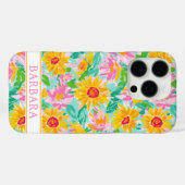 モダンなひまわり絵画のイニシャル入り Case-Mate iPhoneケース (裏面 (横))