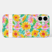 モダンなひまわり絵画のイニシャル入り Case-Mate iPhoneケース (裏面 (横))