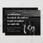 モダンなふたりの逃避行発表 | 逃避行 招待状 (正面/裏面)