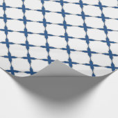 モダンなぼろぼろのシックな十字パターン濃紺の白 ラッピングペーパー (角)