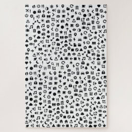 モダンなアイコン複雑な白黒 ジグソーパズル