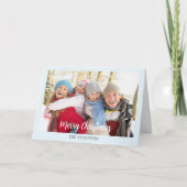 モダンなアイスブルーのシンプルでエレガントな写真のクリスマス シーズンカード (正面)