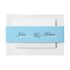 モダンなアイスブルーの結婚式カップル名 招待状ベリーバンド
