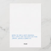 モダンなアイスブルー＆シルバーのクリスマス写真 箔シーズンカード (裏面)