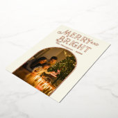 モダンなアイボリーとローズゴールドのクリスマス写真 箔シーズンカード (回転した状態)