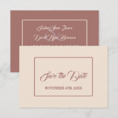 モダンなアイボリー ダークピーチ 手書き ウェディング セーブザデート (正面/裏面)