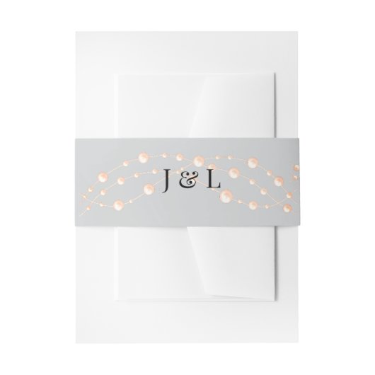 モダンなアイボリー ブラッシュ ロマンティック パール ニュートラル ウェディング 招待状ベリーバンド (正面例)