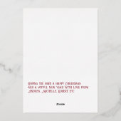 モダンなアイボリー＆ローズゴールドのクリスマス写真 箔シーズンカード (裏面)