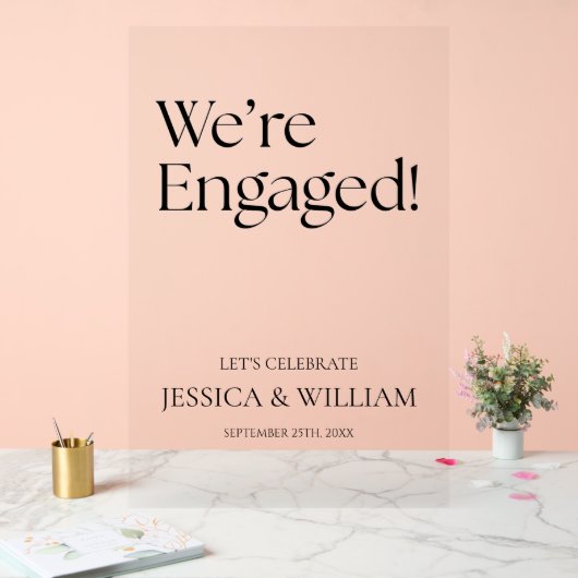 モダンなアクリルエンゲージサイン "We're Engaged" アクリルサイン (ウェディング)
