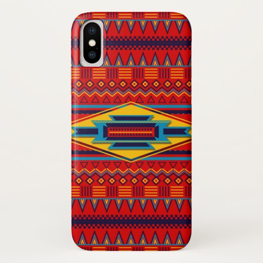 モダンなアフリカの芸術の神の眼状斑の赤い黄色 Case-Mate iPhoneケース (裏面)