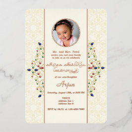 モダンなアンナプラシャン初米式写真 箔招待状